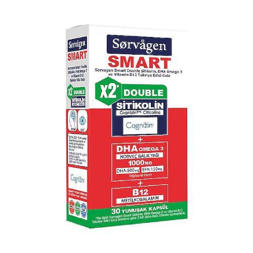 Resim Sorvagen Smart Double Sitikolin Dha Omega 3 ve B12 30 Kapsül