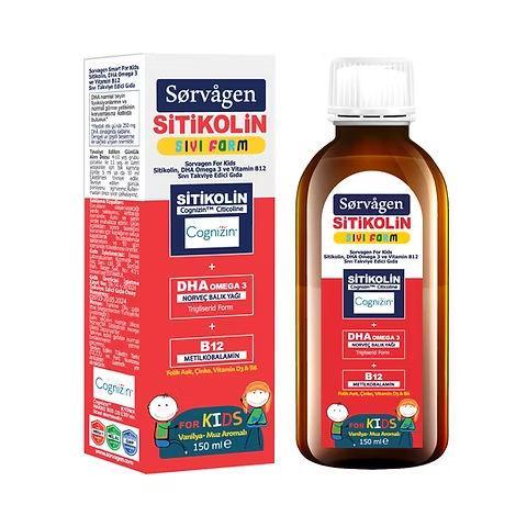 Resim Sorvagen Smart Kids Sıvı Form Sitikolin Dha Omega 3 Norveç Balık Yağı ve B12 150 ml