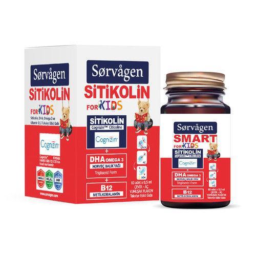 Resim Sorvagen Smart Kids Sitikolin DHA Omega 3 Norveç Balık Yağı B12 60 Kapsül