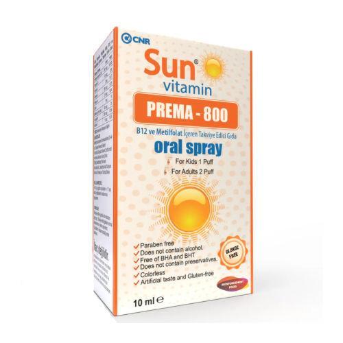 Resim Sun Vitamin Prema-800 Vitamin B12 Ve Metilfolat Oral Sprey 20Ml