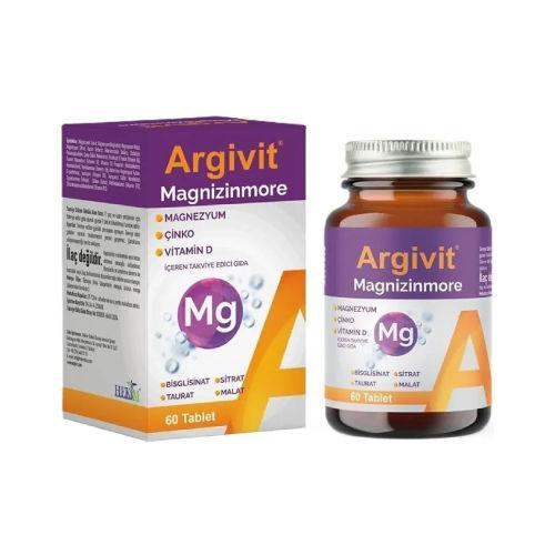 Resim Argivit Magnizinmore Magnezyum Çinko ve Vitamin D İçeren Takviye Edici Gıda 60 Tablet