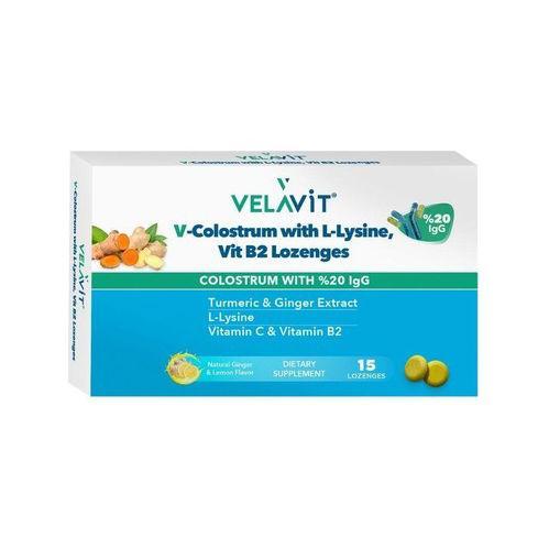 Resim Velavit V-Colostrum With L-Lysine Vitamin B2 Lozenges 15 Pastil