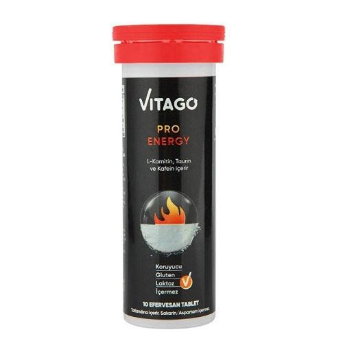 Resim Vitago Energy L-Karnitin Taurin Kafein İçeren Efervesan Tablet 10'lu