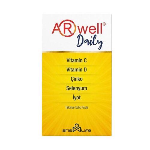 Resim ARwell Daily Vitamin C, Vitamin D, Çinko, Selenyum, İyot 30 Tablet
