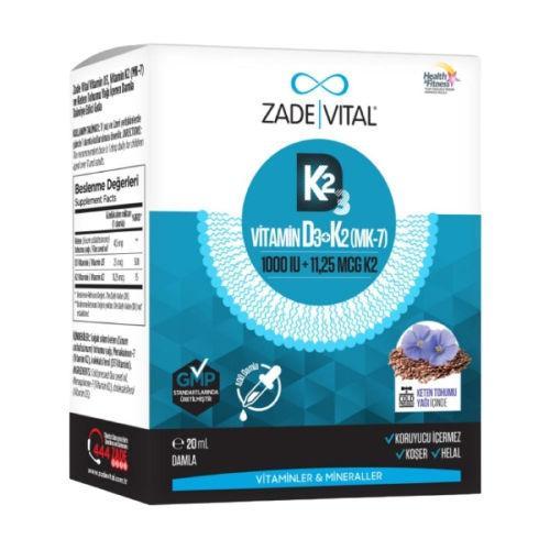 Resim Zade Vital Vitamin D3K2 Keten Tohumu Yağı 20 ml Damla