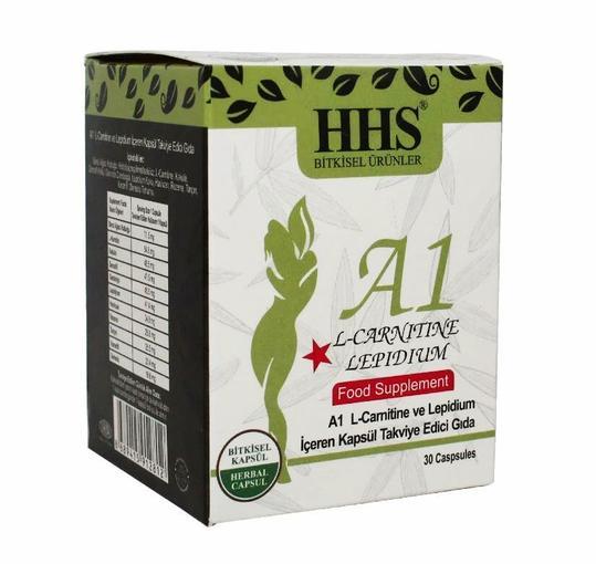 Resim HHS New A1 L-Carnitine Lepidium Cam Şişe 30 Kapsül