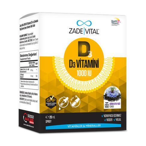 Resim Zade Vital D3 Vitamini Çörek Otu Yağı 1000 IU 20 ml Sprey