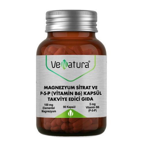 Resim Venatura Magnezyum Sitrat P-5-P Vitamin B6 90 Kapsül
