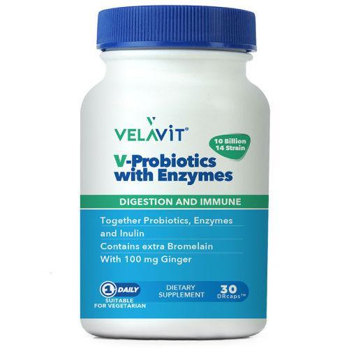 Resim Velavit V-Probiotics with Enzymes 30 Kapsül
