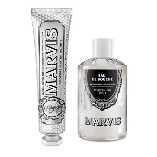 Resim Marvis Smokers Whitening Mint Diş Macunu 85 ml + Marvis Whitening Mint Ağız Bakım Suyu 400 ml