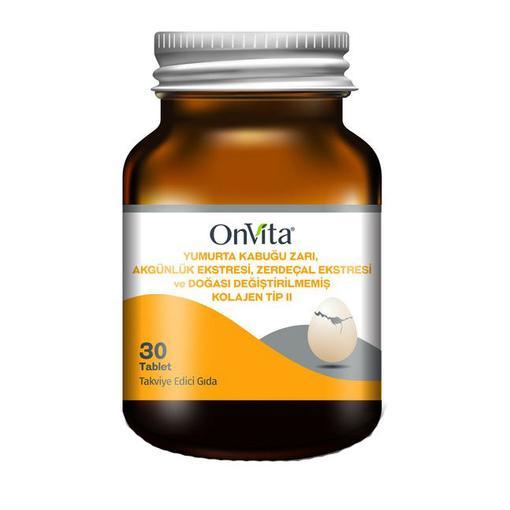 Resim Onvita Yumurta Kabuğu Zarı Ak Günlük Ekstresi Zerdeçal Tip II Kolajen 30 Tablet