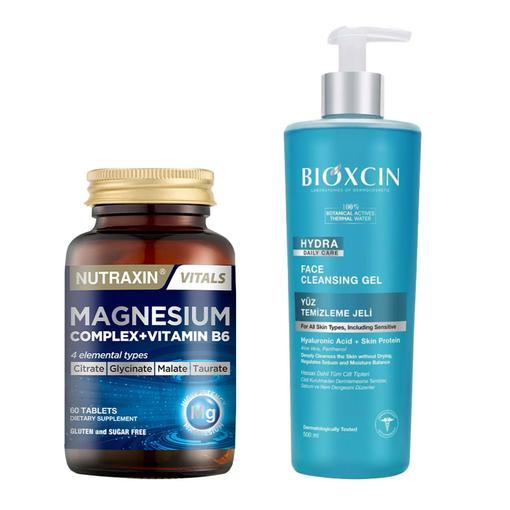 Resim Nutraxin Magnesium Complex Vitamin B6 60 Tablet - Bioxcin Hydra Yüz Yıkama Jeli 500 ml