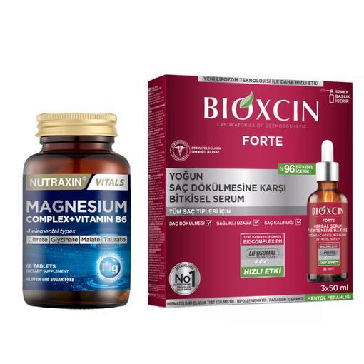 Resim Nutraxin Magnesium Complex Vitamin B6 60 Tablet - Bioxcin Forte 3x50 ml Saç Serumu