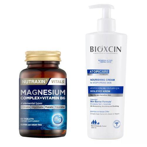 Resim Nutraxin Magnesium Complex Vitamin B6 60 Tablet - Bioxcin Atopicare Atopiye Eğilimli Ciltler için 500 ml Besleyici Krem