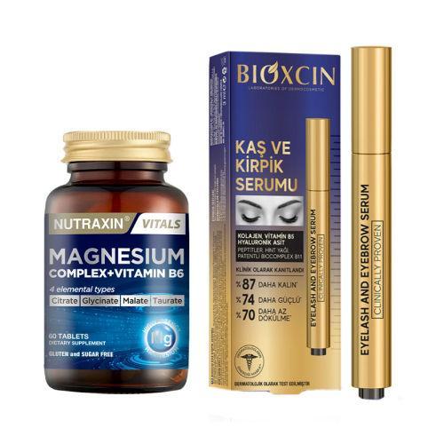 Resim Nutraxin Magnesium Complex Vitamin B6 60 Tablet - Bioxcin Kolajen ve Hyaluronik Asit İçerikli Kaş ve Kirpik Serumu 3 ml