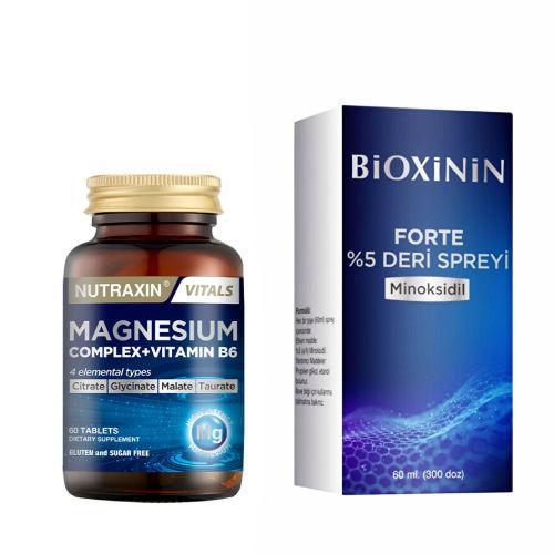 Resim Nutraxin Magnesium Complex Vitamin B6 60 Tablet - Bioxinin Forte %5 Deri Spreyi 60 ml