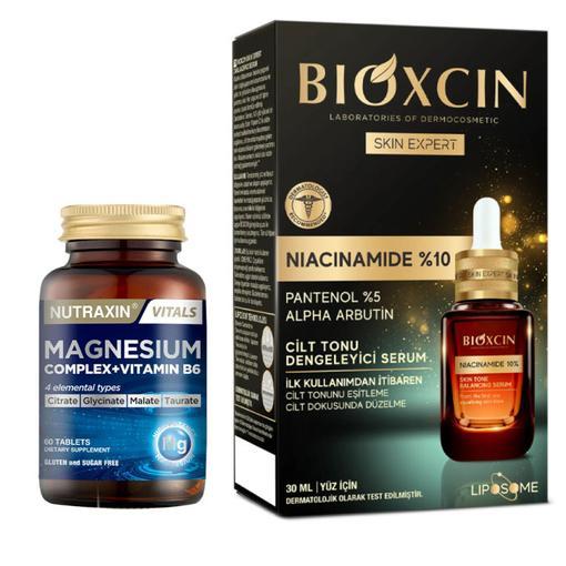 Resim Nutraxin Magnesium Complex Vitamin B6 60 Tablet - Bioxcin Niasinamid Cilt Bakım Serumu 30 ml