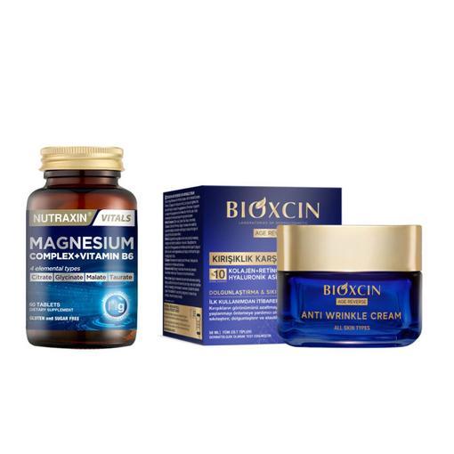 Resim Nutraxin Magnesium Complex Vitamin B6 60 Tablet - Bioxcin 50 ml Age Reverse Kırışıklık Karşıtı Krem