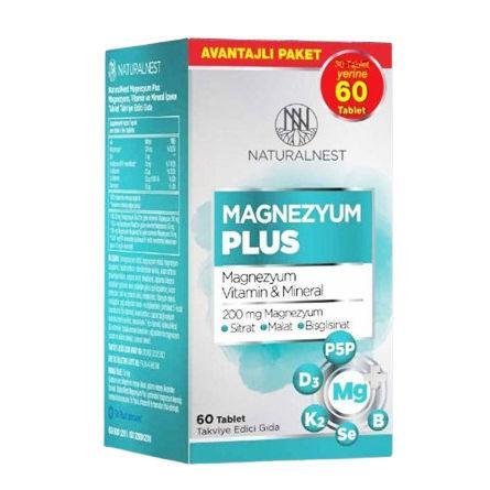 Resim NaturalNest Magnezyum Plus 200 mg 60 Tablet