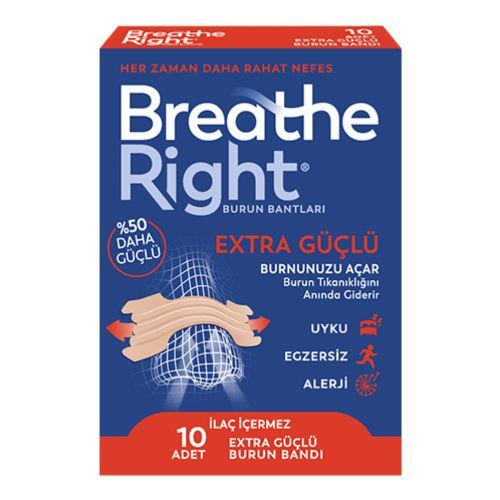 Resim Breathe Right Extra Normal Ciltler İçin 10'lu Standart Boy Burun Bandı