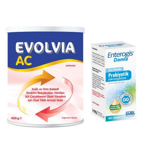 Resim Evolvia 0-6 Ay 400 gr AC Antikolik Bebek Maması - Enterogis Probiyotik Gaz Giderici Damla 10 ml