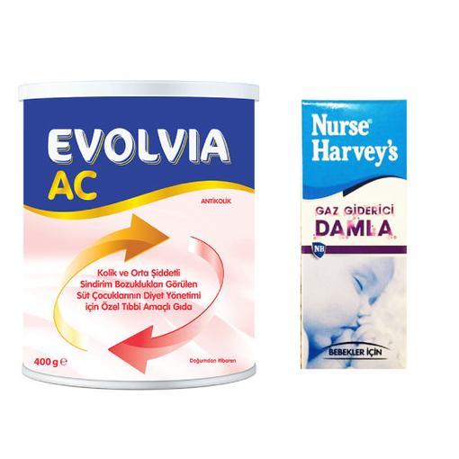 Resim Evolvia 0-6 Ay 400 gr AC Antikolik Bebek Maması - Nurse Havery's Gaz Giderici Damla 20 ml
