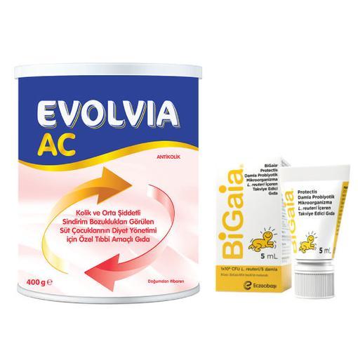 Resim Evolvia 0-6 Ay 400 gr AC Antikolik Bebek Maması - BiGaia 5 ml Damla