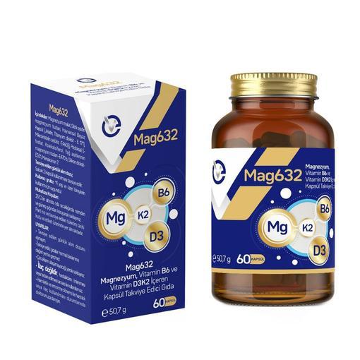 Resim Mag632 Magnezyum Vitamin B6 ve Vitamin D3K2 İçeren 60 Kapsül