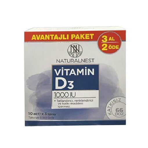 Resim Naturalnest Vitamin D3 1000 IU Sprey 3'lü 10 ml - 3 Al 2 Öde