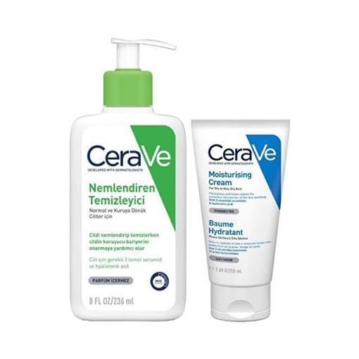 Resim Cerave Nemlendiren Temizleyici 236 ml + Cerave Nemlendirici Krem Kuru Ve Çok Kuru Ciltler 50 ml