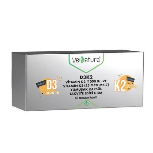 Resim Venatura D3k2 D3 1000 IU Vitamin 60 Yumuşak Kapsül